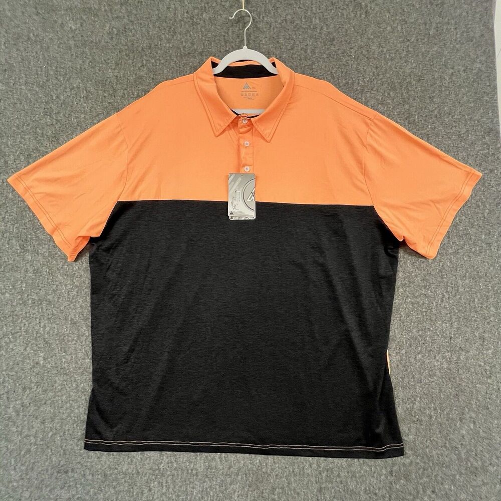 3X Polo Shirt Black Peach Short Sleeve Pullover - New